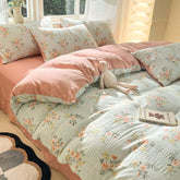 Vintage Cottagecore Sage Blue Floral Bedding Set